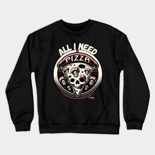 Slice Savant: All I Need is a Pizza Lover - The Mushroom Capriciosa Mafioso! - Funny Retro Vintage Style Crewneck Sweatshirt by LollipopINC